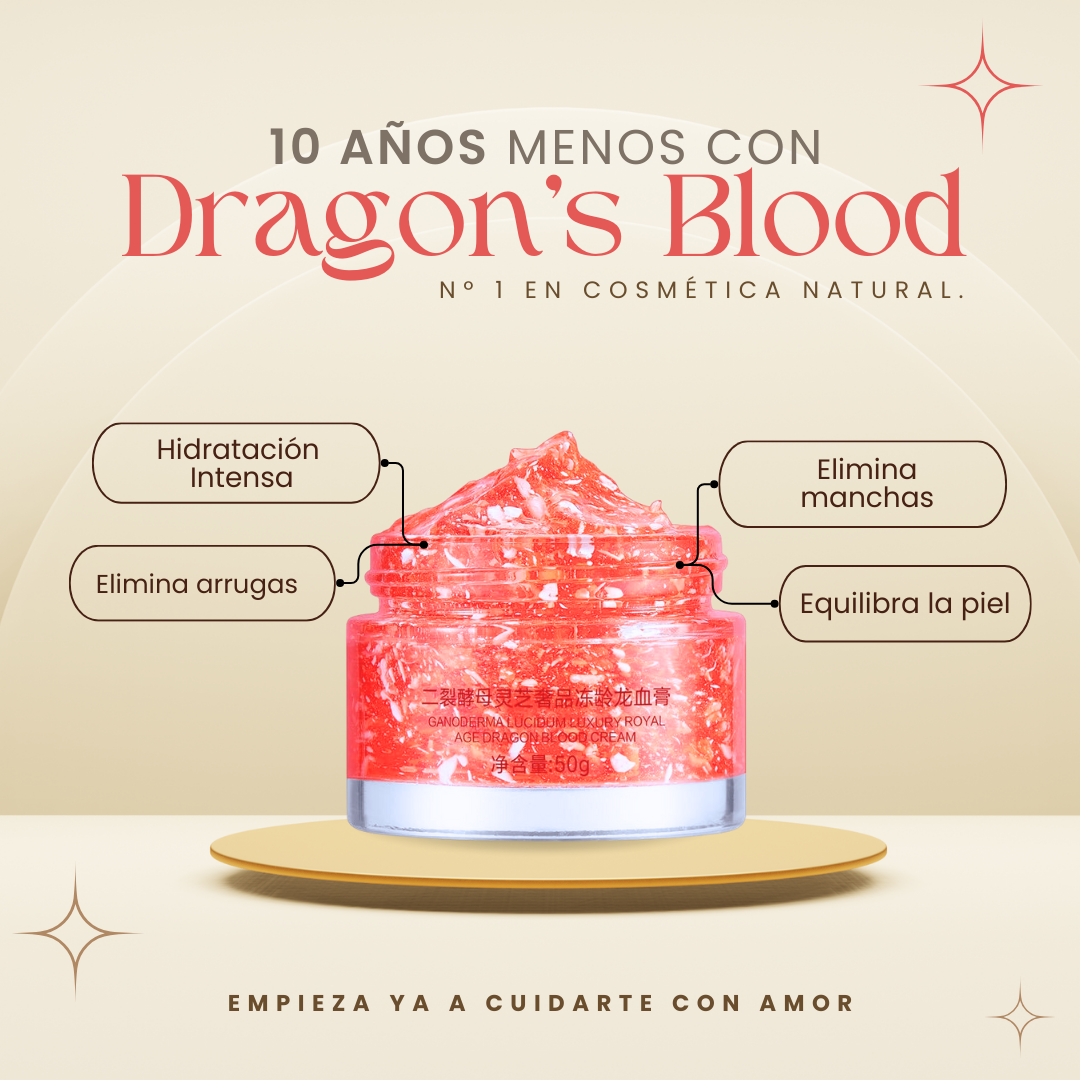 Crema facial rejuvenecedora ¡10 Años Menos! Dragon's Blood para una piel más joven y revitalizada